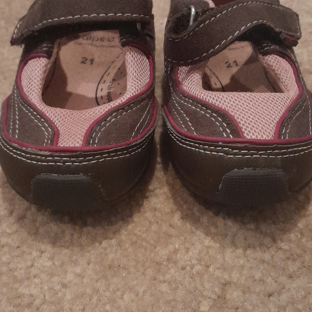 Pediped Brown and Pink Baby Shoes, Size 21